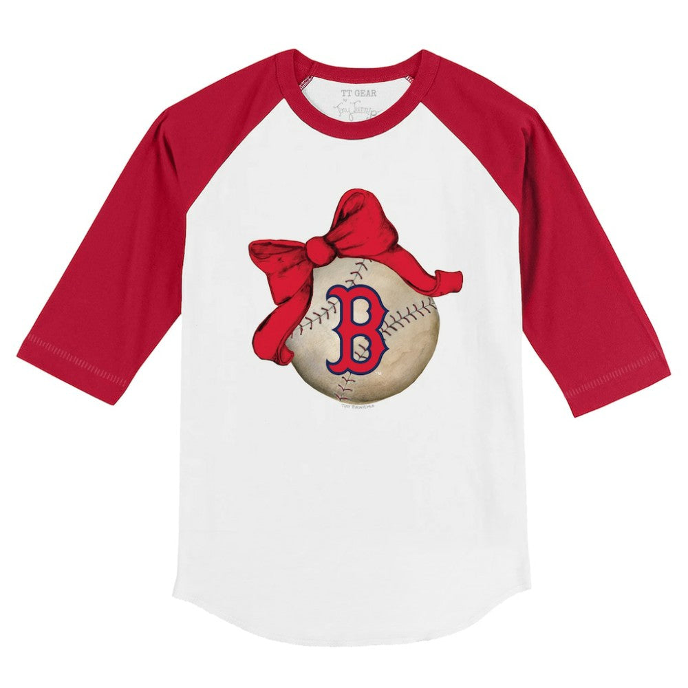 Boston Red Sox Tiny Turnip Youth Baseball Bow 3/4-Sleeve Raglan T-Shirt - MLB