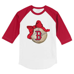 Boston Red Sox Tiny Turnip Youth Baseball Bow 3/4-Sleeve Raglan T-Shirt - MLB