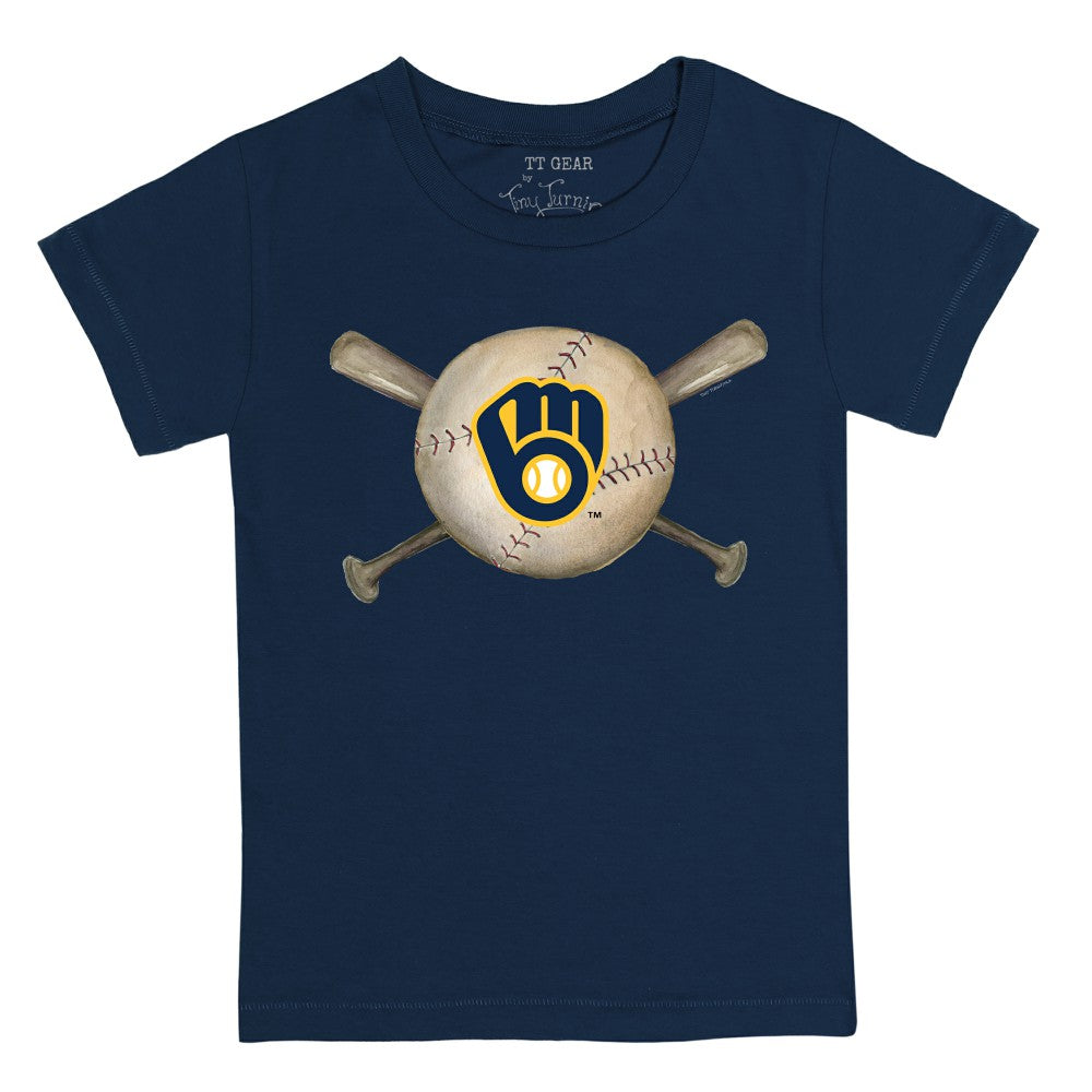Milwaukee Brewers Tiny Turnip Youth Baseball Cross Bats T-Shirt - MLB