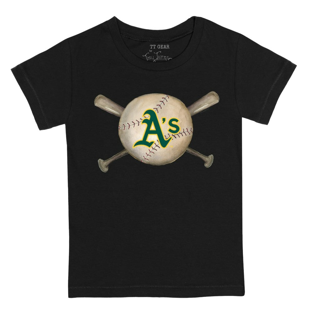 Athletics Tiny Turnip Youth Baseball Cross Bats T-Shirt - MLB