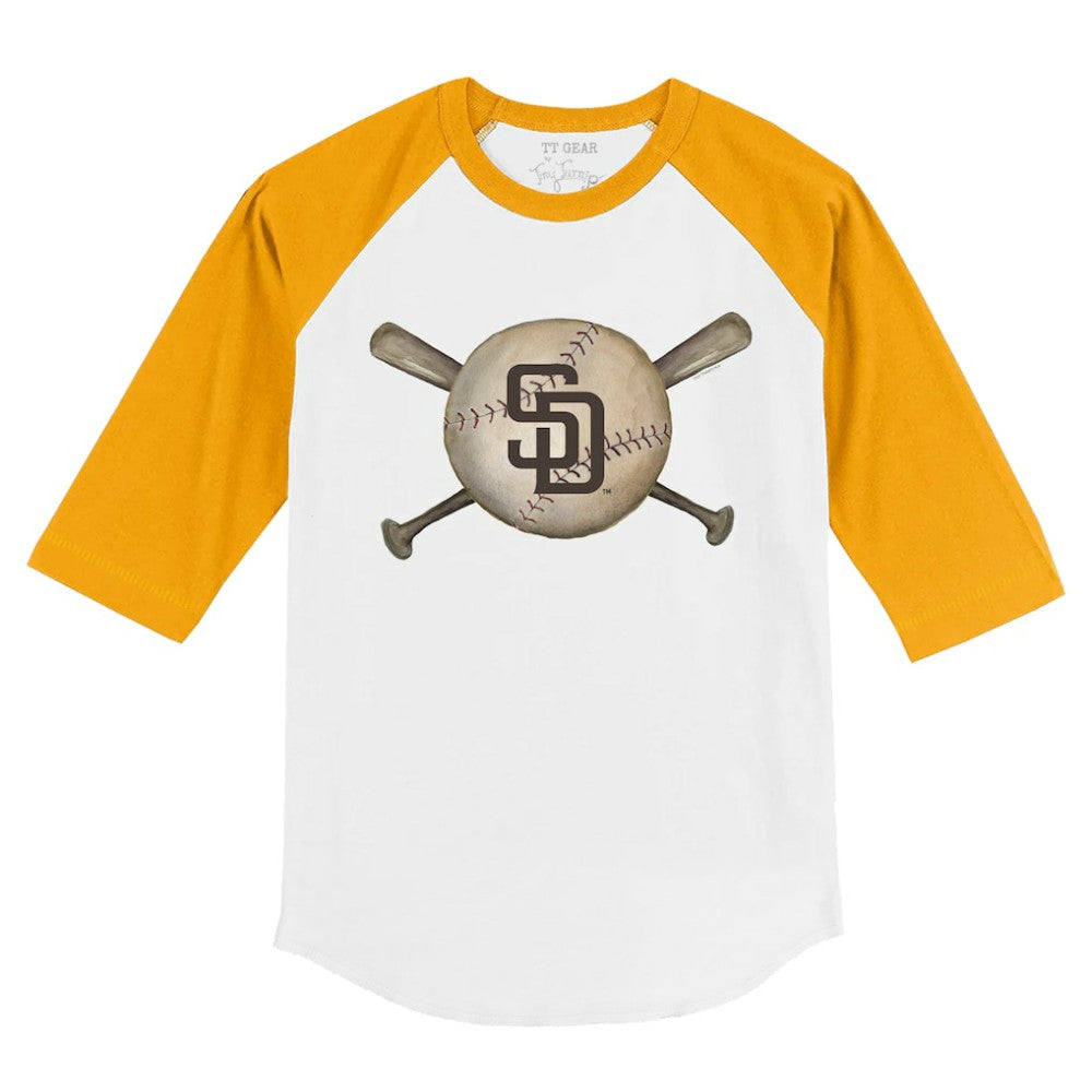 San Diego Padres Tiny Turnip Youth Baseball Cross Bats 3/4-Sleeve Raglan T-Shirt - MLB
