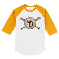 San Diego Padres Tiny Turnip Youth Baseball Cross Bats 3/4-Sleeve Raglan T-Shirt - MLB