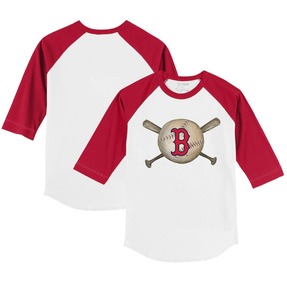 Boston Red Sox Tiny Turnip Youth Baseball Cross Bats 3/4-Sleeve Raglan T-Shirt - MLB