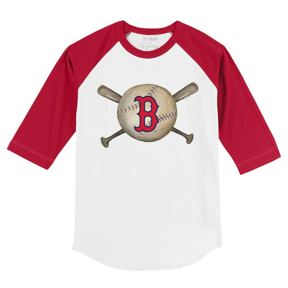 Boston Red Sox Tiny Turnip Youth Baseball Cross Bats 3/4-Sleeve Raglan T-Shirt - MLB