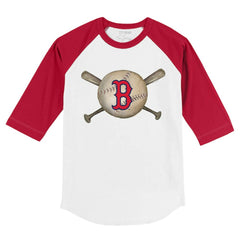 Boston Red Sox Tiny Turnip Youth Baseball Cross Bats 3/4-Sleeve Raglan T-Shirt - MLB