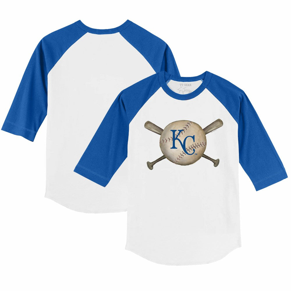 Kansas City Royals Tiny Turnip Youth Baseball Cross Bats 3/4-Sleeve Raglan T-Shirt - MLB
