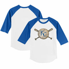 Kansas City Royals Tiny Turnip Youth Baseball Cross Bats 3/4-Sleeve Raglan T-Shirt - MLB