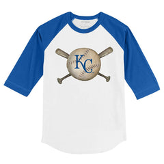 Kansas City Royals Tiny Turnip Youth Baseball Cross Bats 3/4-Sleeve Raglan T-Shirt - MLB