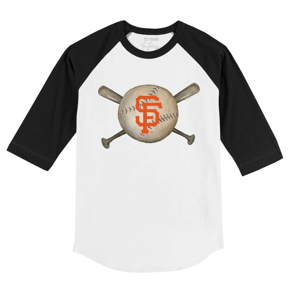 San Francisco Giants Tiny Turnip Youth Baseball Cross Bats 3/4-Sleeve Raglan T-Shirt - MLB
