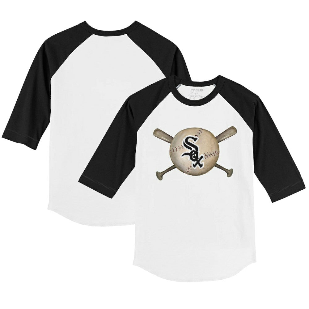 Chicago White Sox Tiny Turnip Youth Baseball Cross Bats 3/4-Sleeve Raglan T-Shirt - MLB