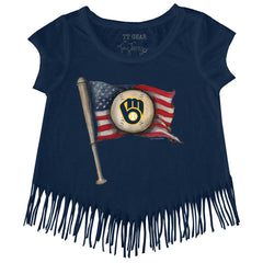 Milwaukee Brewers Tiny Turnip Girls Youth Baseball Flag Fringe T-Shirt - MLB