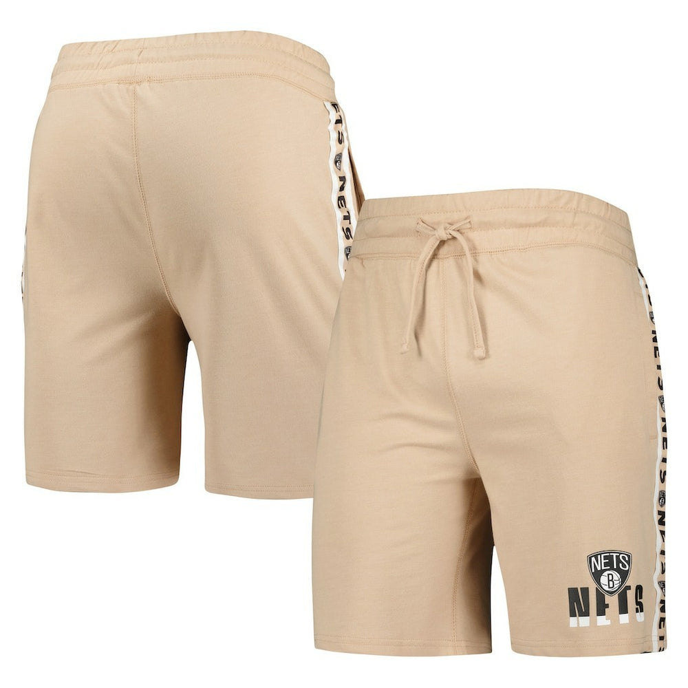 Brooklyn Nets Concepts Sport Team Stripe Shorts Tan - NBA