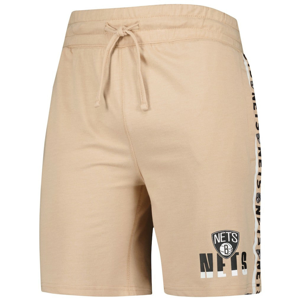 Brooklyn Nets Concepts Sport Team Stripe Shorts Tan - NBA
