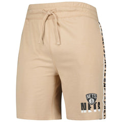 Brooklyn Nets Concepts Sport Team Stripe Shorts Tan - NBA