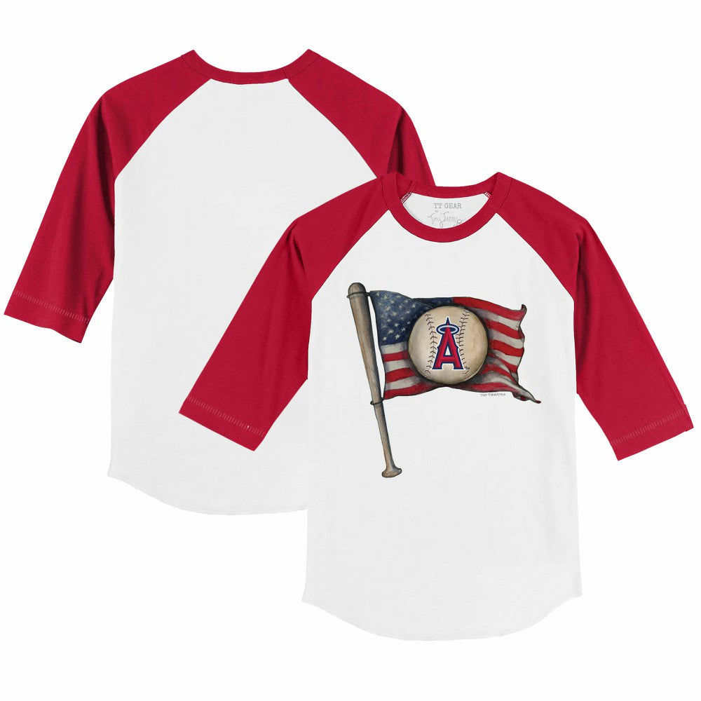 Los Angeles Angels Tiny Turnip Youth Baseball Flag 3/4-Sleeve Raglan T-Shirt - MLB