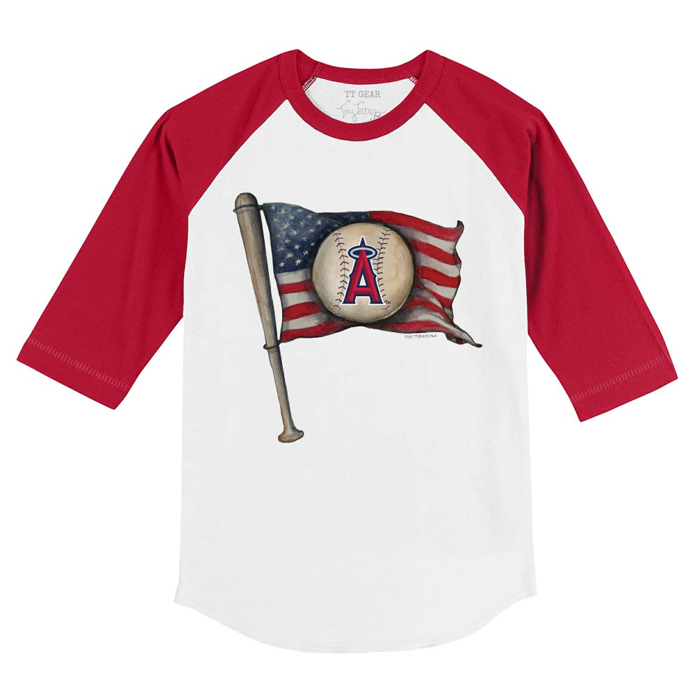 Los Angeles Angels Tiny Turnip Youth Baseball Flag 3/4-Sleeve Raglan T-Shirt - MLB