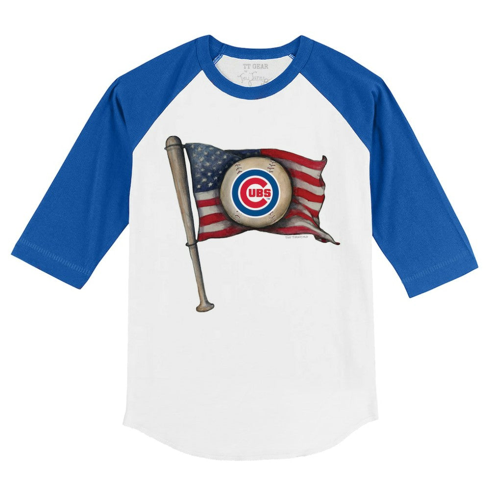 Chicago Cubs Tiny Turnip Youth Baseball Flag 3/4-Sleeve Raglan T-Shirt - MLB