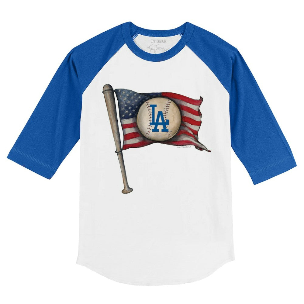 Los Angeles Dodgers Tiny Turnip Youth Baseball Flag 3/4-Sleeve Raglan T-Shirt - MLB