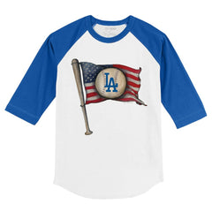 Los Angeles Dodgers Tiny Turnip Youth Baseball Flag 3/4-Sleeve Raglan T-Shirt - MLB