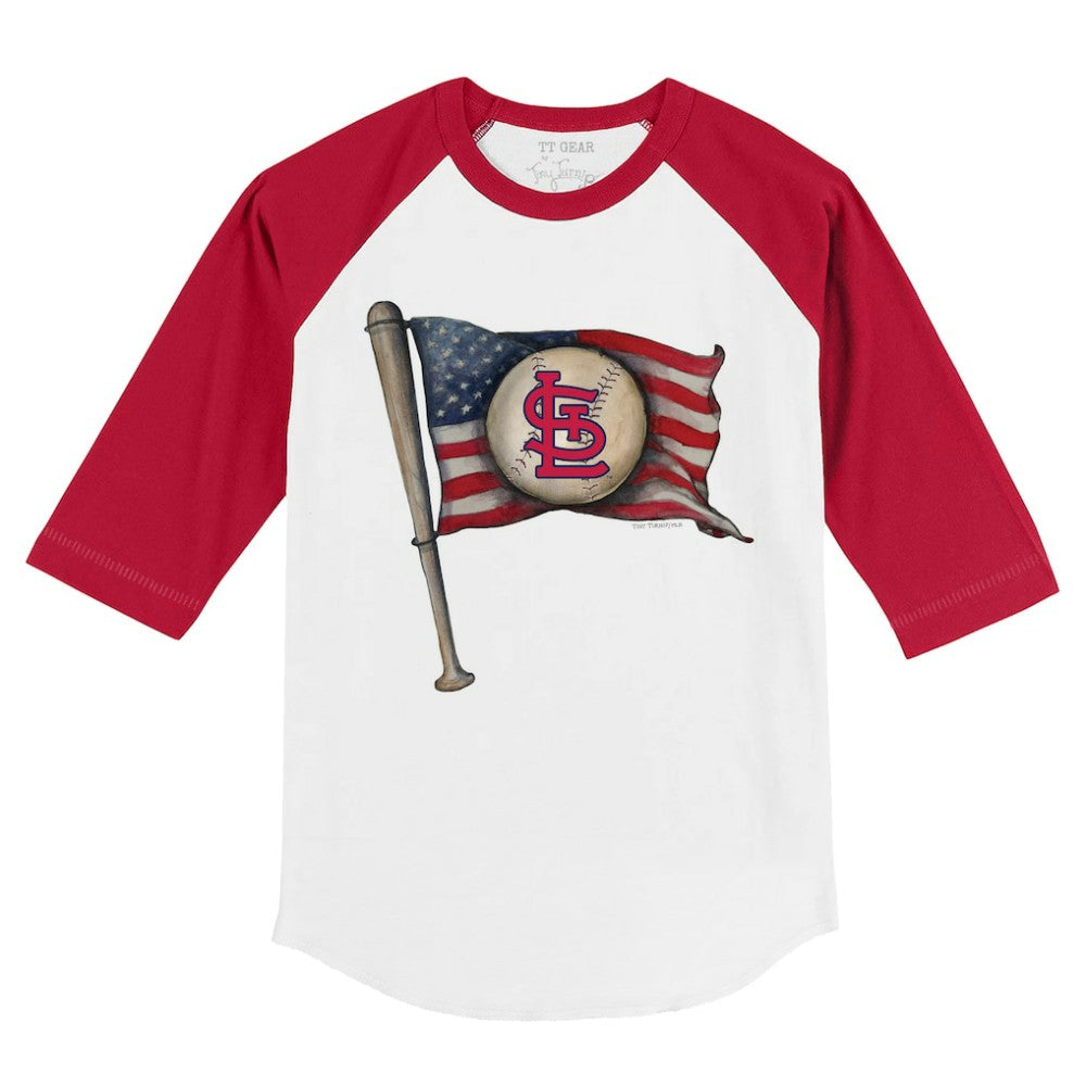 St. Louis Cardinals Tiny Turnip Youth Baseball Flag 3/4-Sleeve Raglan T-Shirt - MLB