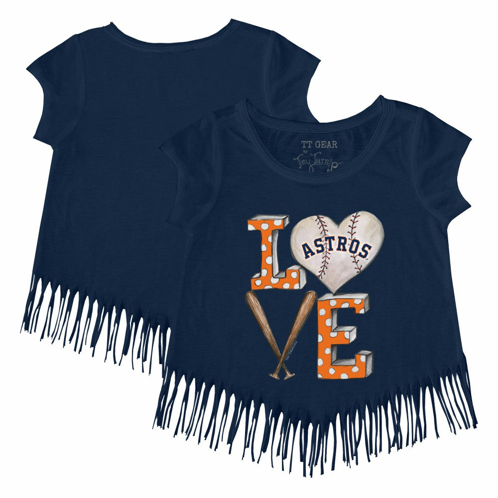 Houston Astros Tiny Turnip Girls Youth Baseball Love Fringe T-Shirt - MLB