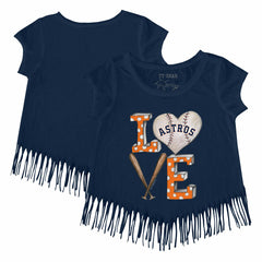Houston Astros Tiny Turnip Girls Youth Baseball Love Fringe T-Shirt - MLB