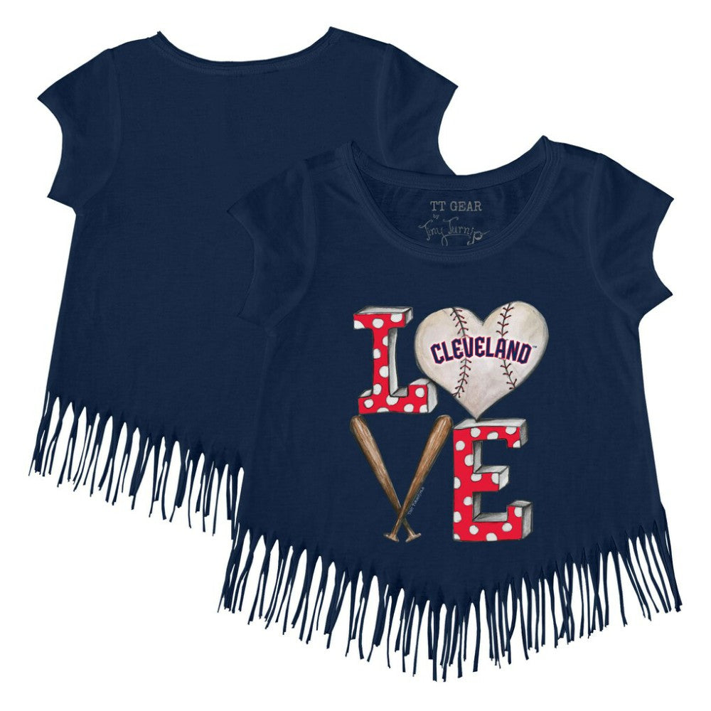 Cleveland Guardians Tiny Turnip Girls Youth Baseball Love Fringe T-Shirt - MLB