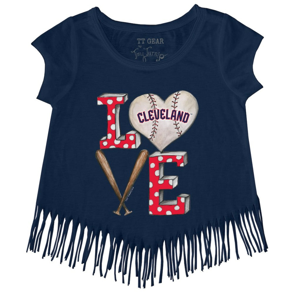 Cleveland Guardians Tiny Turnip Girls Youth Baseball Love Fringe T-Shirt - MLB
