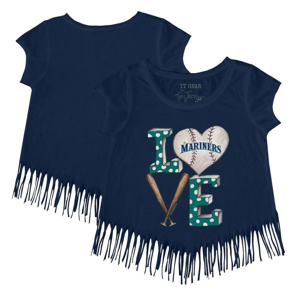 Seattle Mariners Tiny Turnip Girls Youth Baseball Love Fringe T-Shirt - MLB