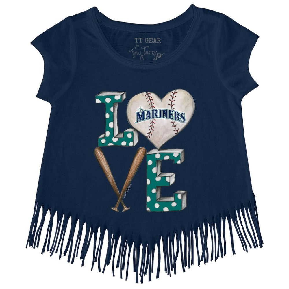 Seattle Mariners Tiny Turnip Girls Youth Baseball Love Fringe T-Shirt - MLB
