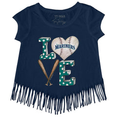 Seattle Mariners Tiny Turnip Girls Youth Baseball Love Fringe T-Shirt - MLB