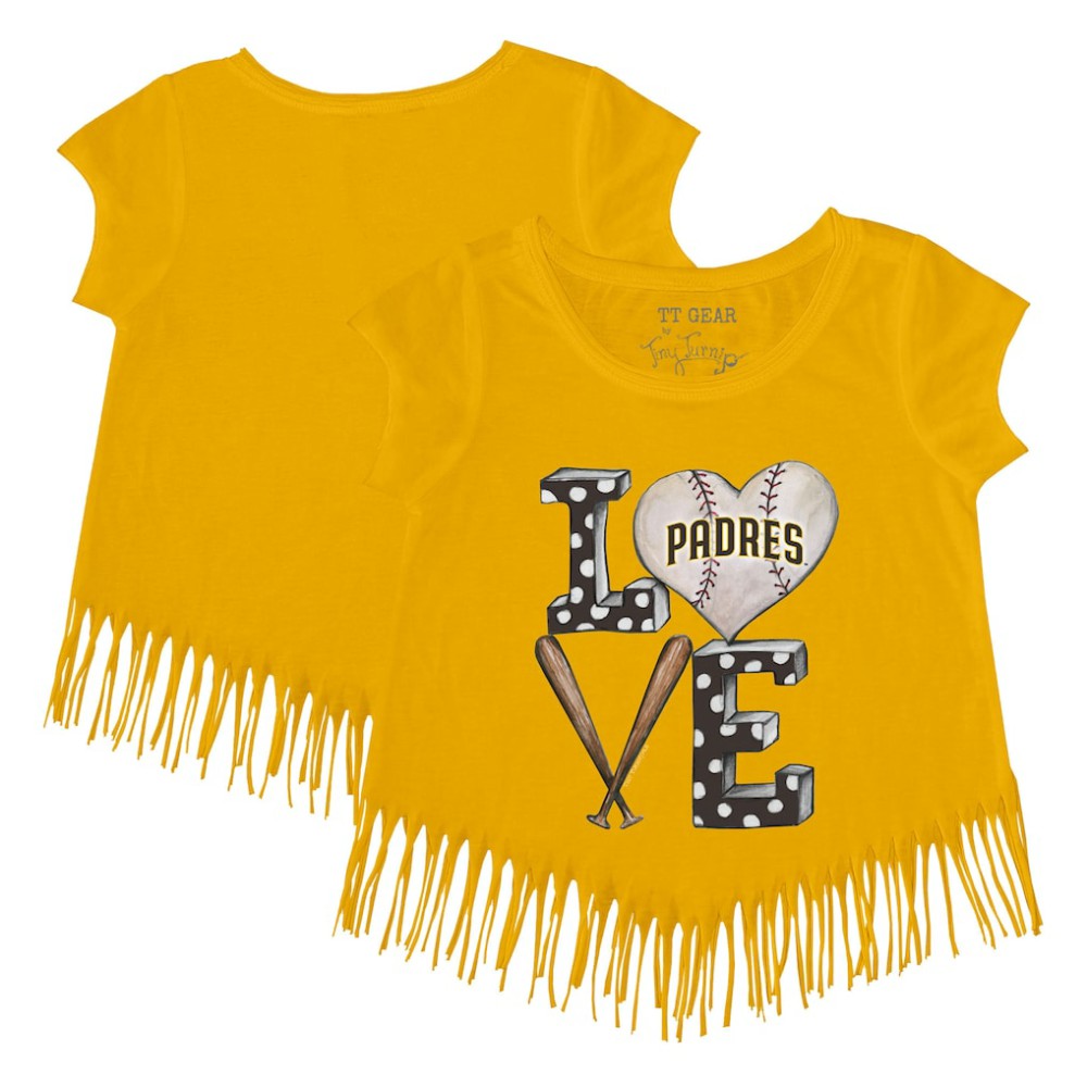 San Diego Padres Tiny Turnip Girls Youth Baseball Love Fringe T-Shirt - MLB