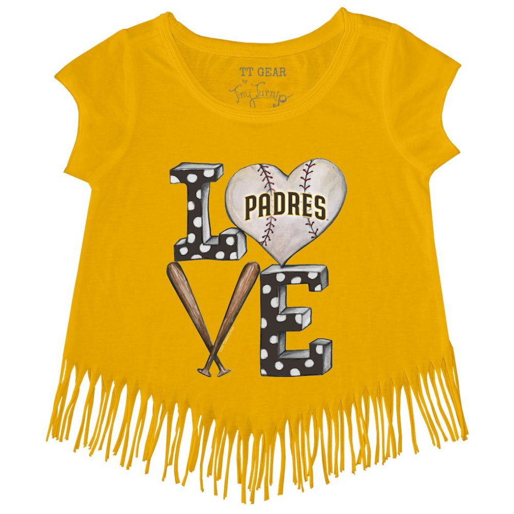 San Diego Padres Tiny Turnip Girls Youth Baseball Love Fringe T-Shirt - MLB