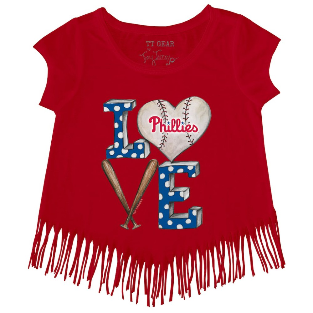 Philadelphia Phillies Tiny Turnip Girls Youth Baseball Love Fringe T-Shirt - MLB