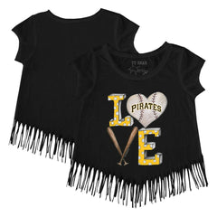 Pittsburgh Pirates Tiny Turnip Girls Youth Baseball Love Fringe T-Shirt - MLB