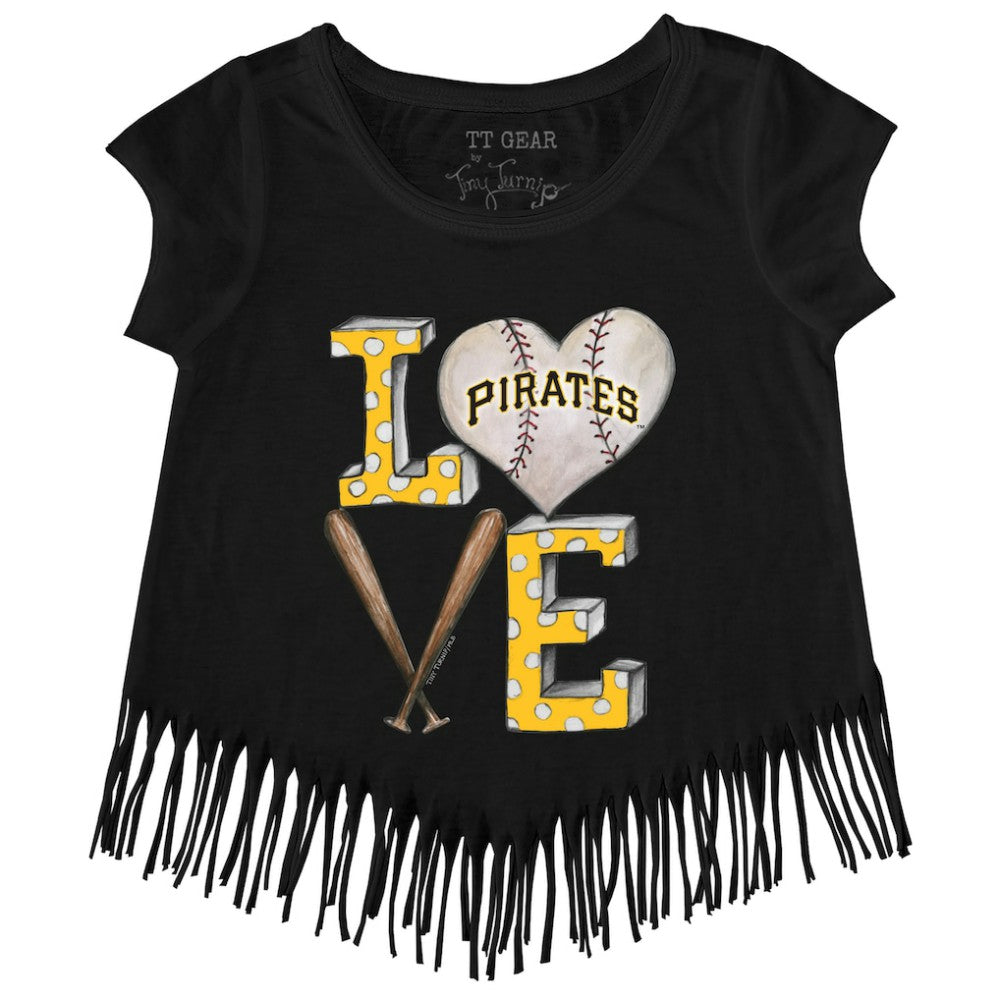 Pittsburgh Pirates Tiny Turnip Girls Youth Baseball Love Fringe T-Shirt - MLB