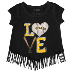 Pittsburgh Pirates Tiny Turnip Girls Youth Baseball Love Fringe T-Shirt - MLB
