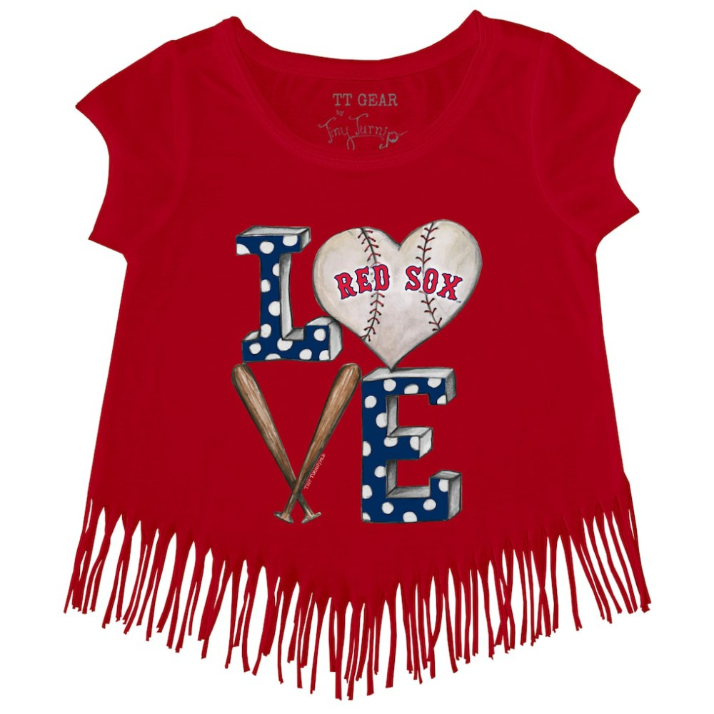 Boston Red Sox Tiny Turnip Girls Youth Baseball Love Fringe T-Shirt - MLB