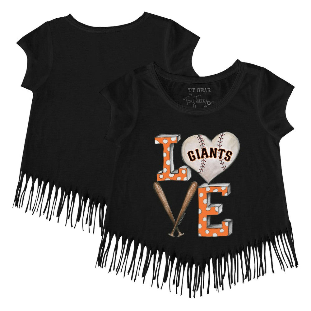 San Francisco Giants Tiny Turnip Girls Youth Baseball Love Fringe T-Shirt - MLB