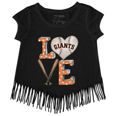 San Francisco Giants Tiny Turnip Girls Youth Baseball Love Fringe T-Shirt - MLB
