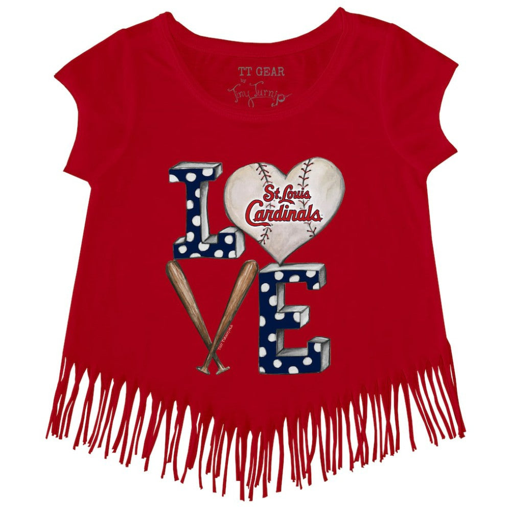 St. Louis Cardinals Tiny Turnip Girls Youth Baseball Love Fringe T-Shirt - MLB