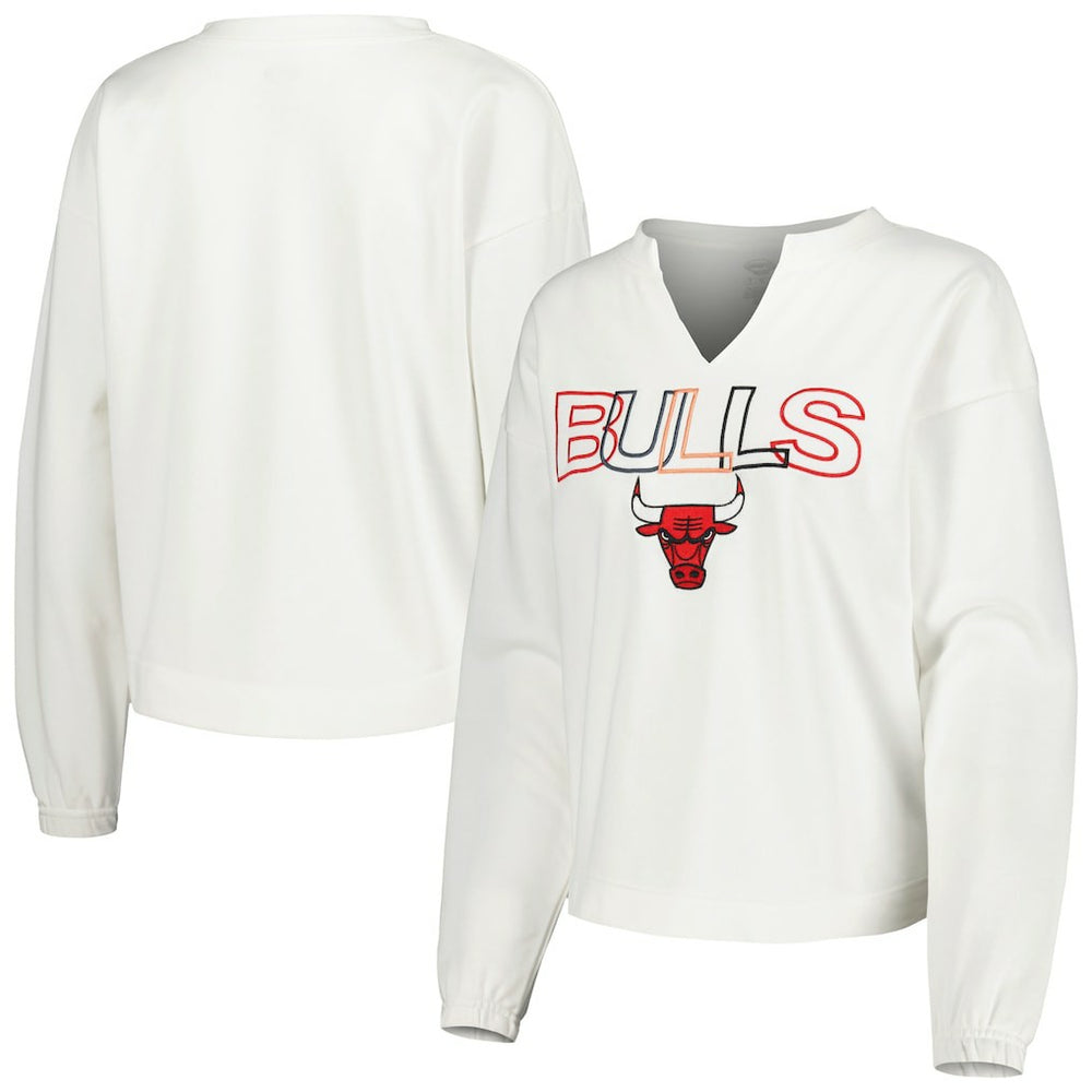 Chicago Bulls Concepts Sport Women's Sunray Notch Neck Long Sleeve Top White - NBA