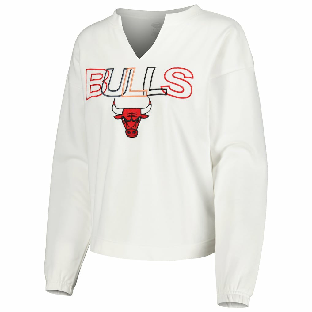 Chicago Bulls Concepts Sport Women's Sunray Notch Neck Long Sleeve Top White - NBA
