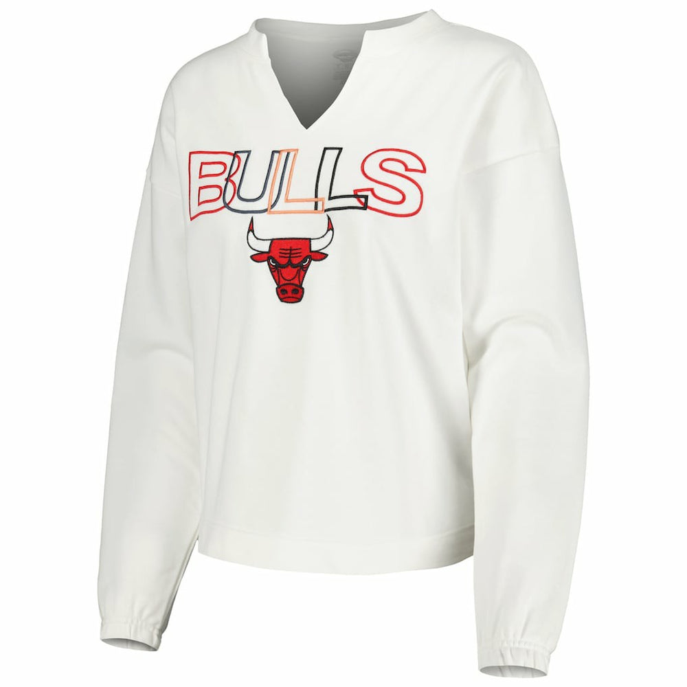 Chicago Bulls Concepts Sport Women's Sunray Notch Neck Long Sleeve Top White - NBA