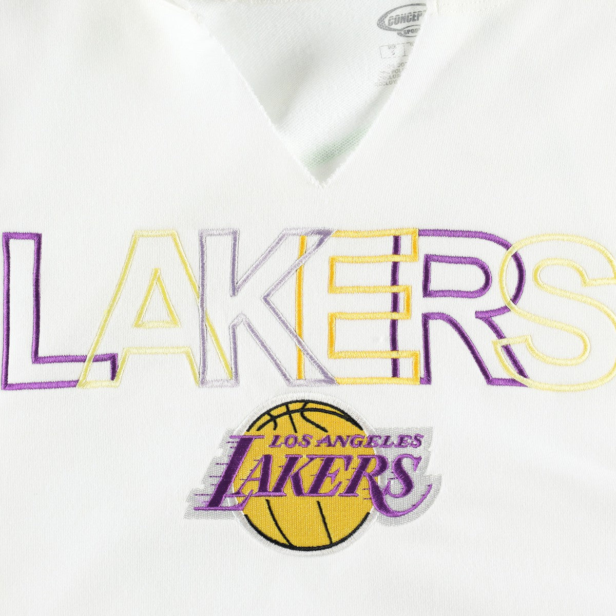 Los Angeles Lakers Concepts Sport Women's Sunray Notch Neck Long Sleeve Top White - NBA