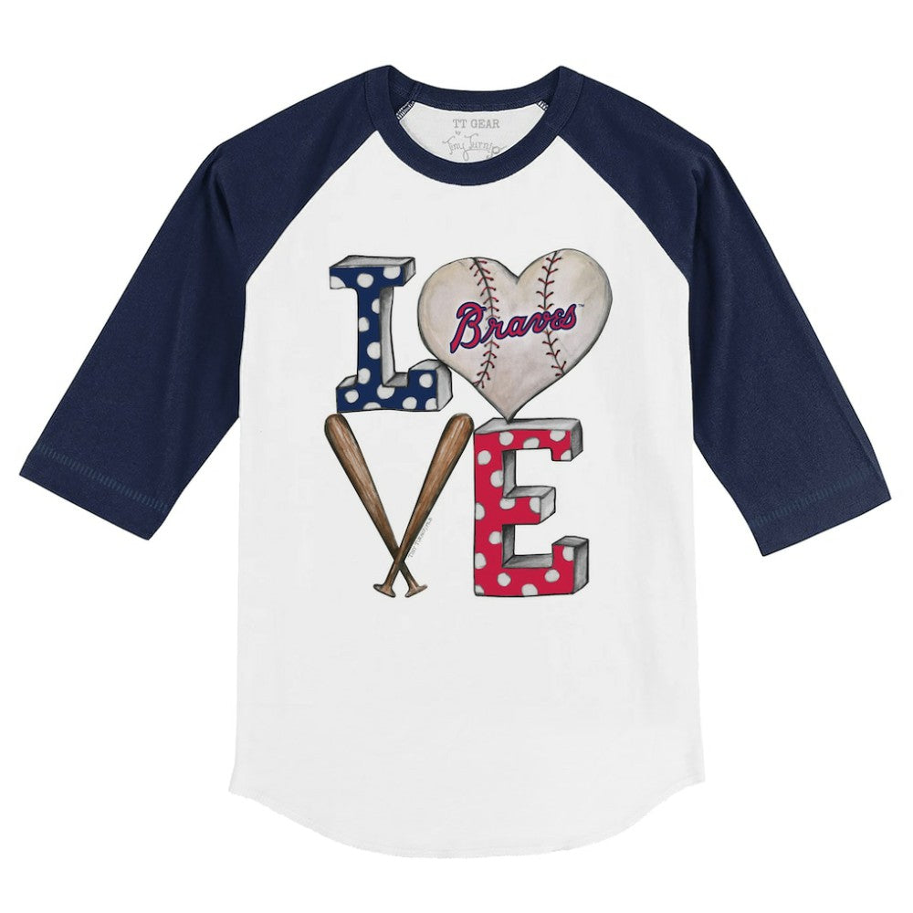 Atlanta Braves Tiny Turnip Youth Baseball Love 3/4-Sleeve Raglan T-Shirt - MLB