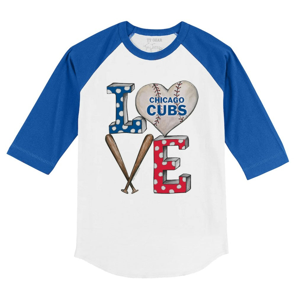 Chicago Cubs Tiny Turnip Youth Baseball Love 3/4-Sleeve Raglan T-Shirt - MLB