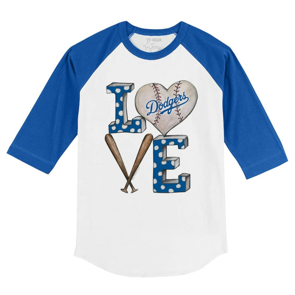 Los Angeles Dodgers Tiny Turnip Youth Baseball Love 3/4-Sleeve Raglan T-Shirt - MLB