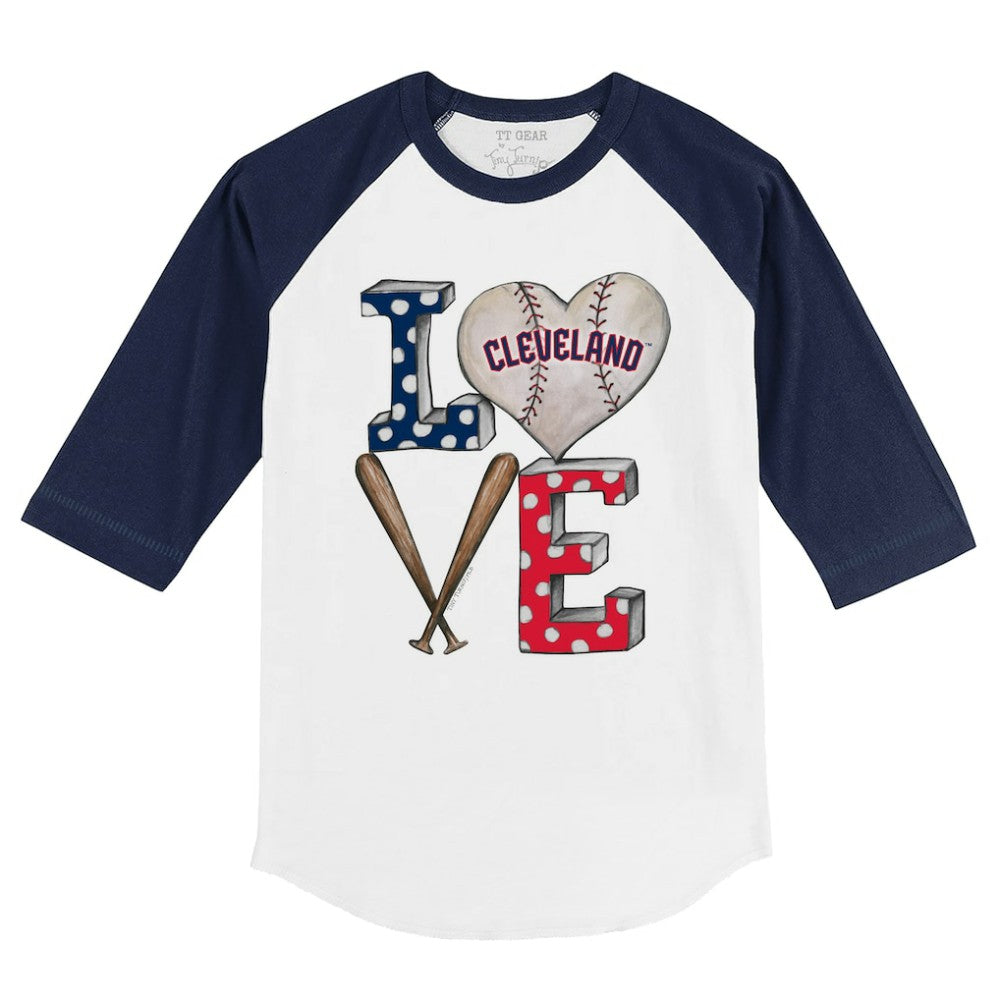 Cleveland Guardians Tiny Turnip Youth Baseball Love 3/4-Sleeve Raglan T-Shirt - MLB