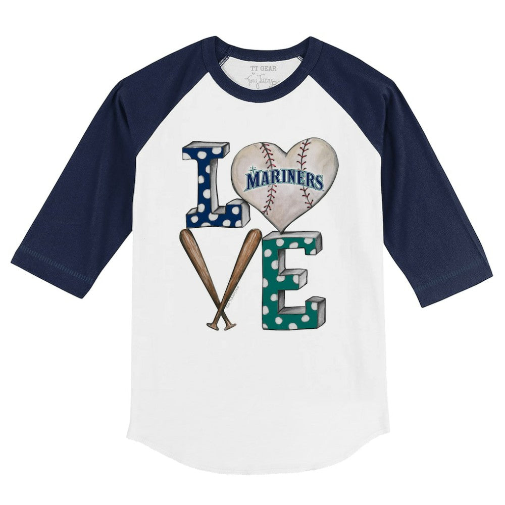 Seattle Mariners Tiny Turnip Youth Baseball Love 3/4-Sleeve Raglan T-Shirt - MLB